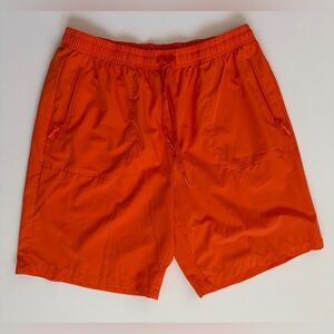 Men’s Orange Athletic Drawstring Shorts XL | Zip Pockets | Lightweight Activewea